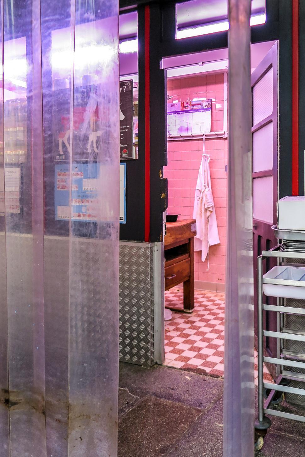 Free Image of Peek in a Paris butcher shop 