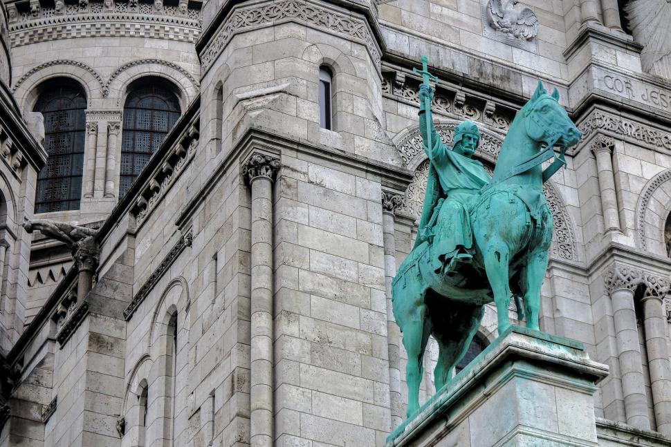 Free Image of Horseman Bronze at the Sacre Coeur 