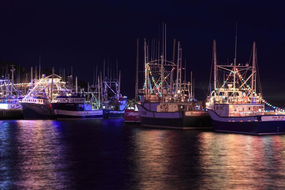 Free Image of Colorful lights on fishing vessel 