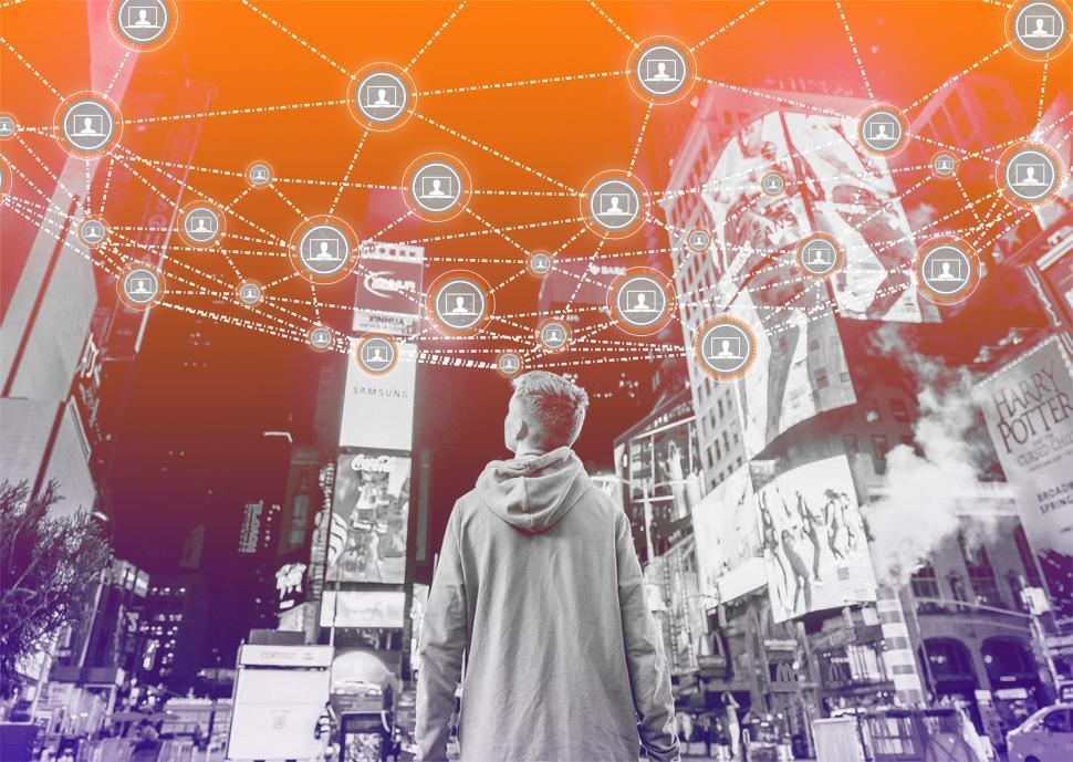 Free Image of Block Chain Network Concept Over Cityscape - Distributed Ledger  