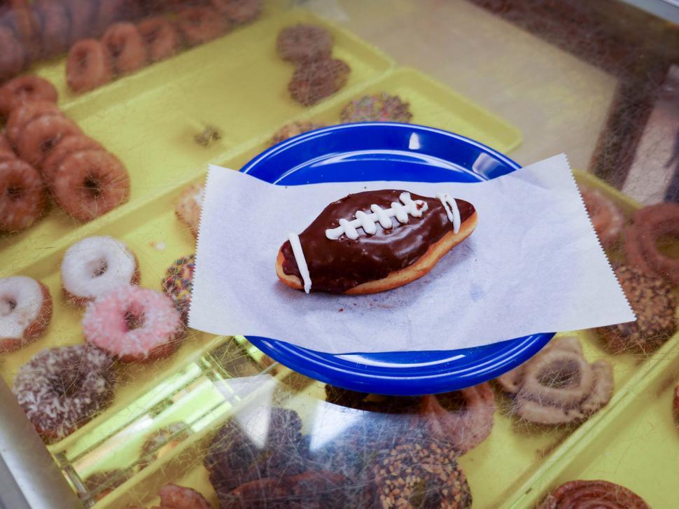 Free Image of Football shaped donut 