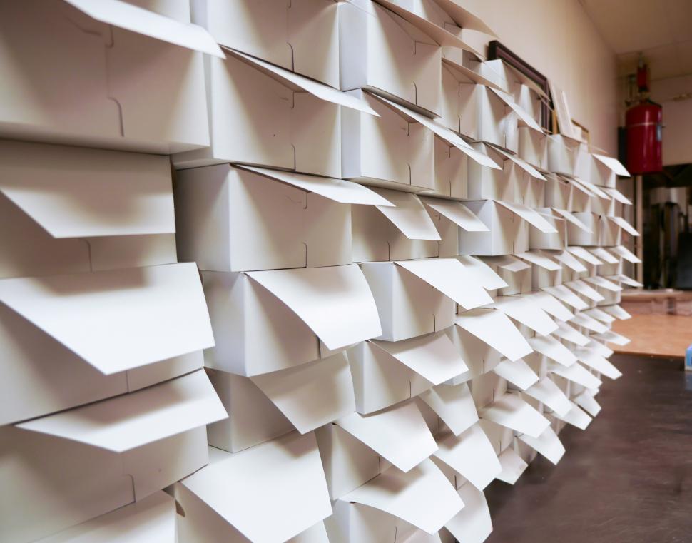 Free Image of Stacks of donut boxes 