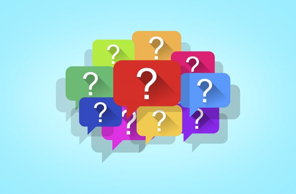 Free Image of Interrogation Marks Inside Speech Bubbles - Blue Background 