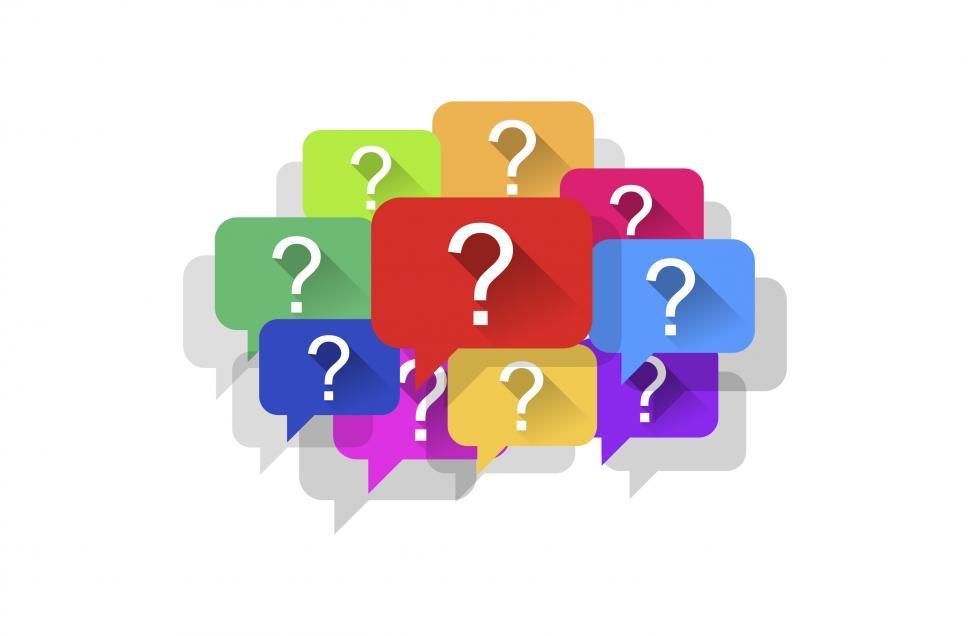 Free Image of Interrogation Marks Inside Speech Bubbles - White Background 