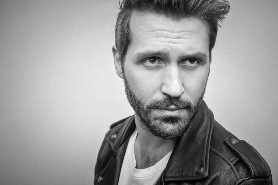 Free Image of Bearded Man Wearing Black Leather Jacket 