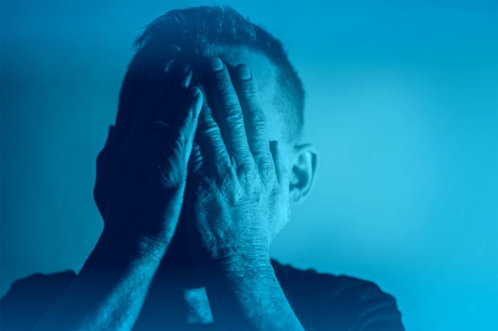 Free Image of Depression - Sadness - Despair - Man with Hands Covering Face -  