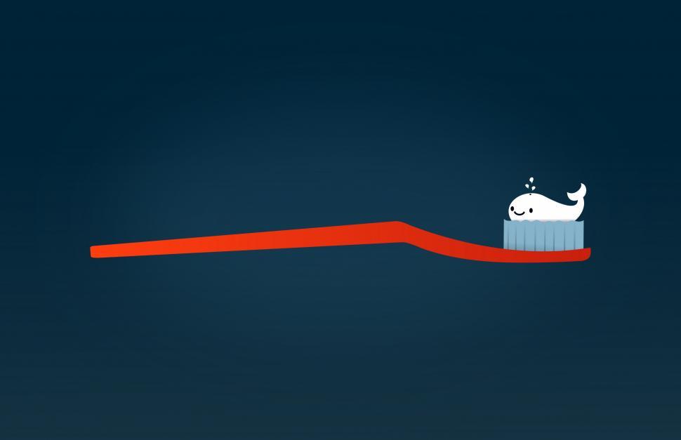 Free Image of Cute Whale on Toothbrush - Brushing for Healthy Teeth 