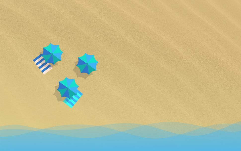 Free Image of On the Beach Concept - Parasols - With Copyspace 