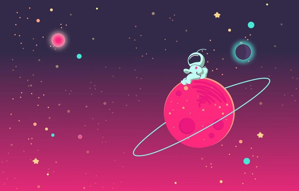 Free Image of Cartoon Astronaut Seated on Planet 