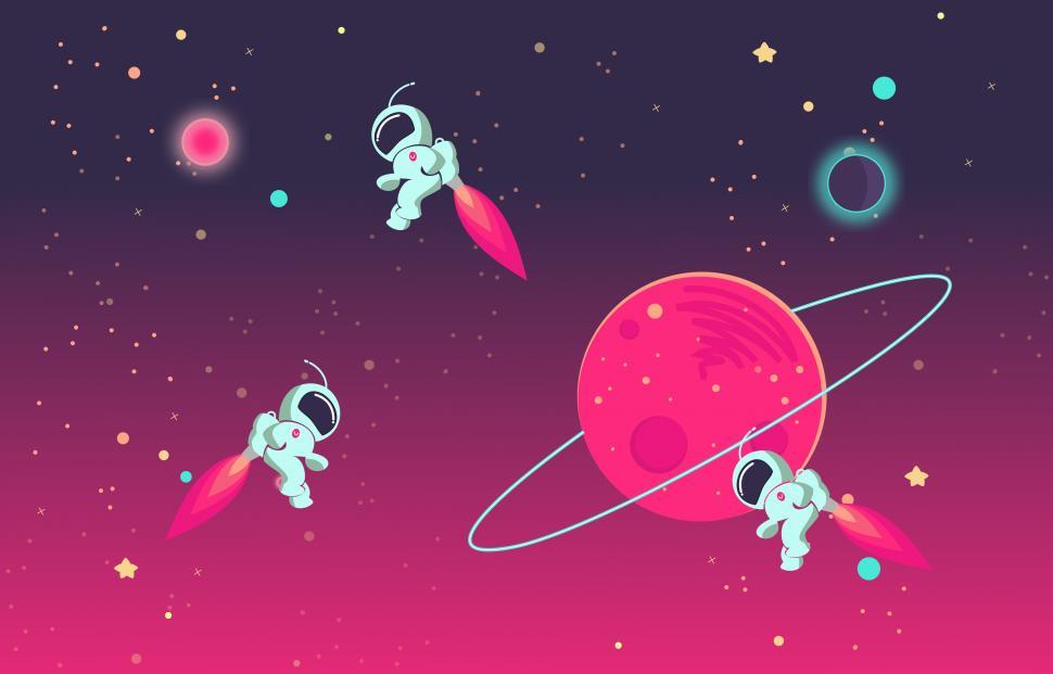 Free Image of Cartoon Astronauts Playing With Each Other in Outer Space 