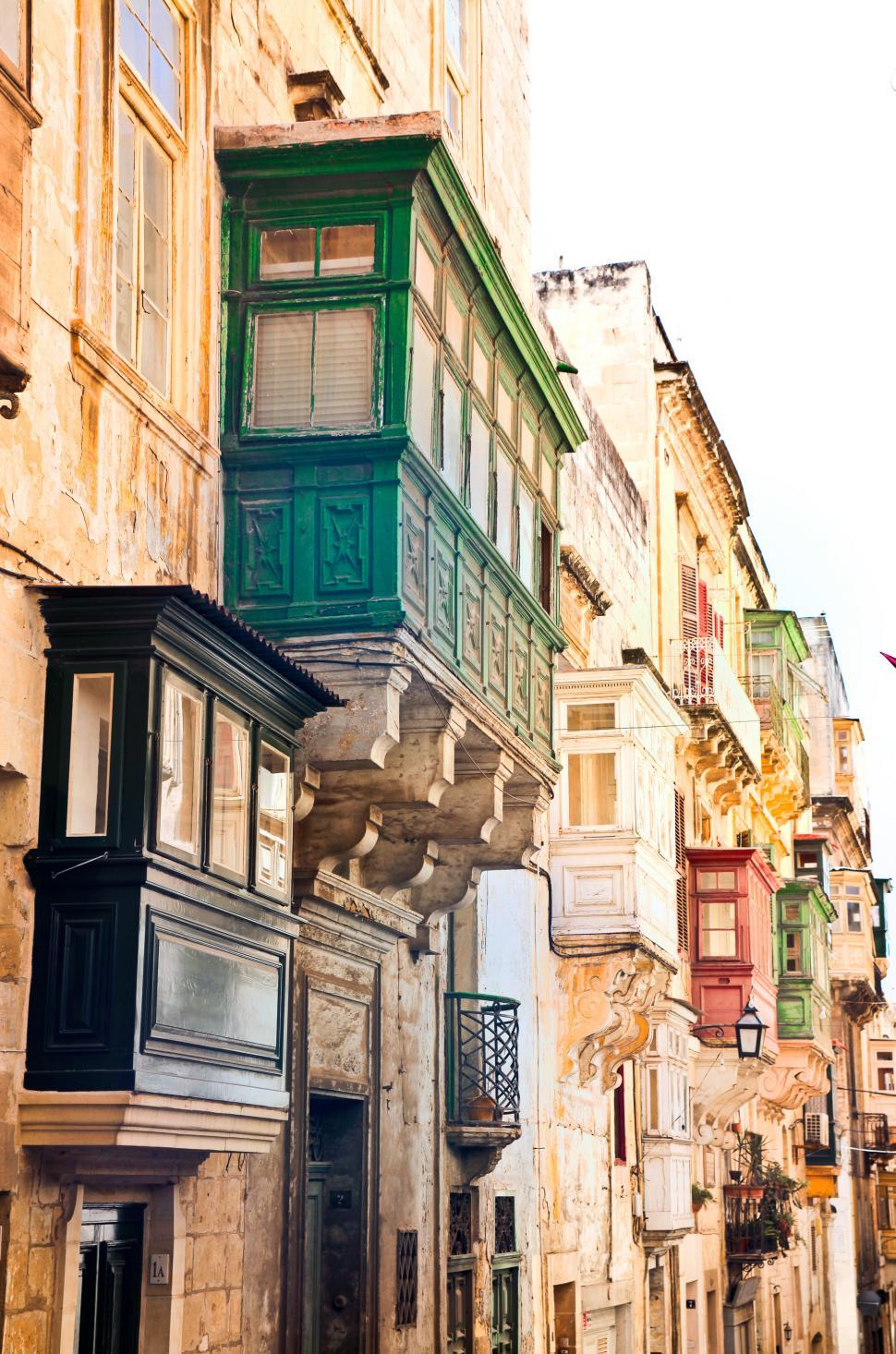 Free Image of View of Bow Windows in Valletta, Malta 