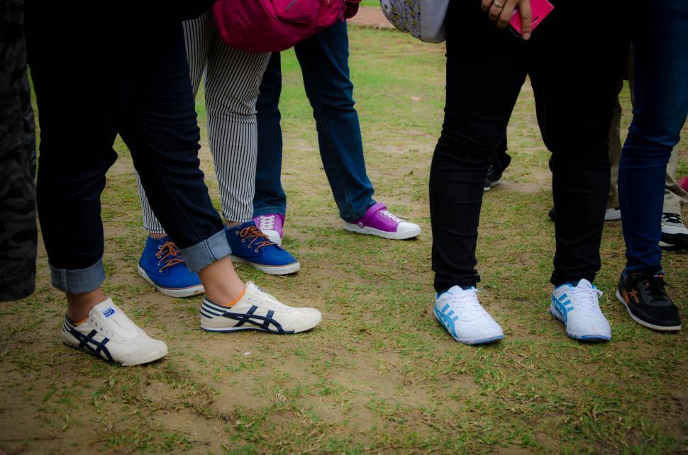 Free Image of Foot and Knees Standing Around 