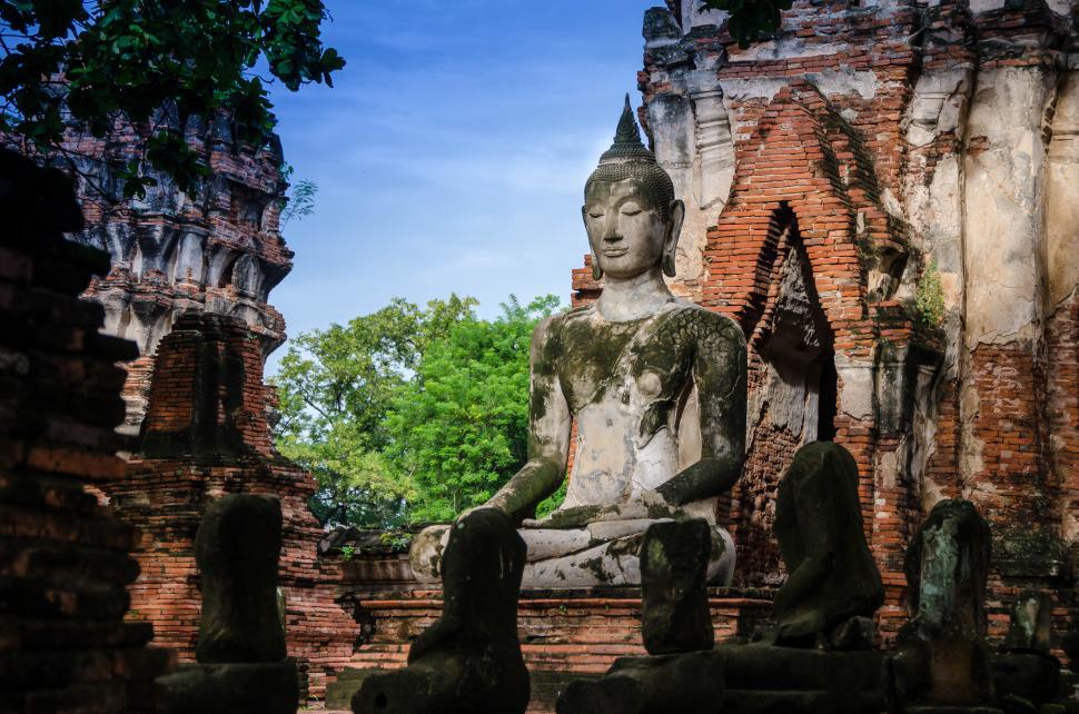 Free Image of Buddha Statue in Masonry Temple 