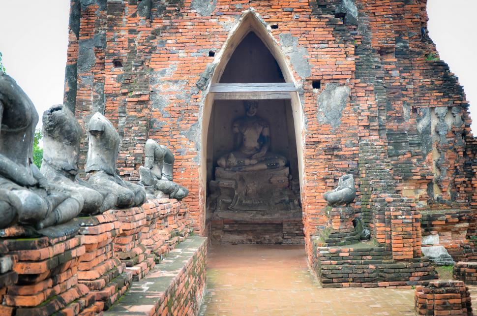Free Image of Masonry Temple with Buddha Statues  