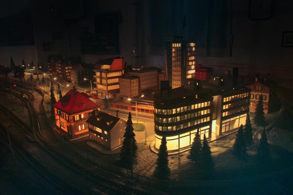 Free Image of Miniature Houses In Night 