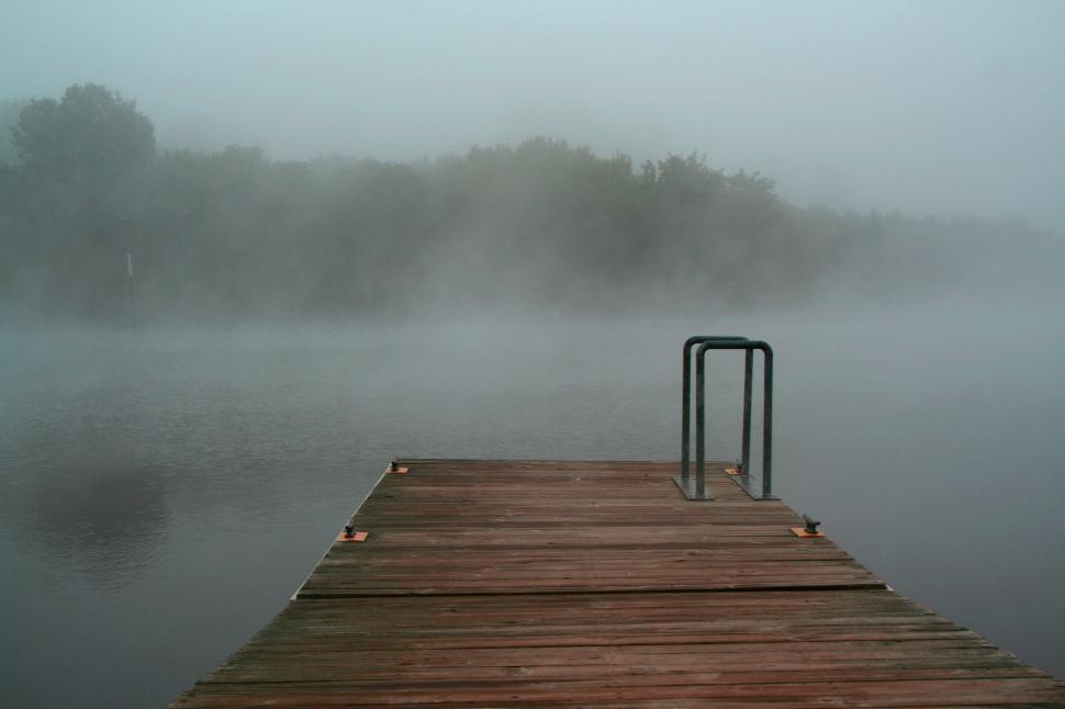Free Image of Lake Dock in Fog  