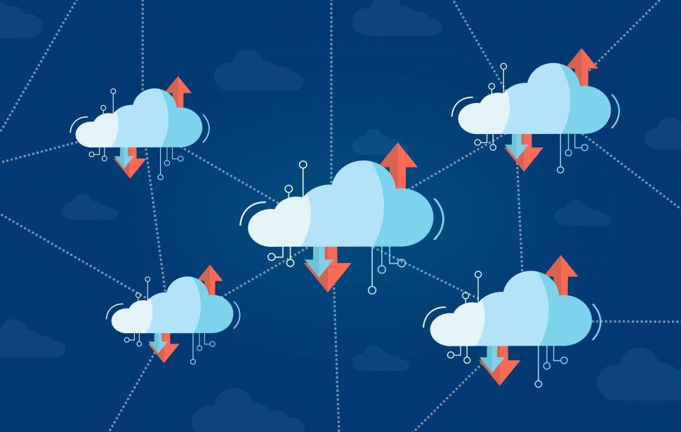 Free Image of Interconnected Virtual Cloud Concept with Multiple Clouds 