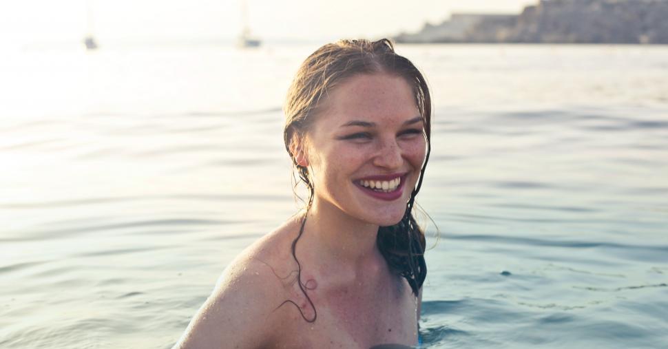Free Image of Female Fashion Model Posing In Sea 