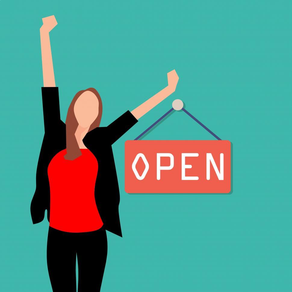 Free Image of woman with open sign 
