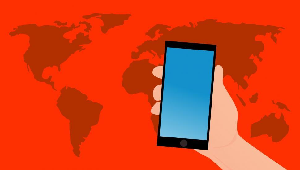 Free Image of mobile device over map 