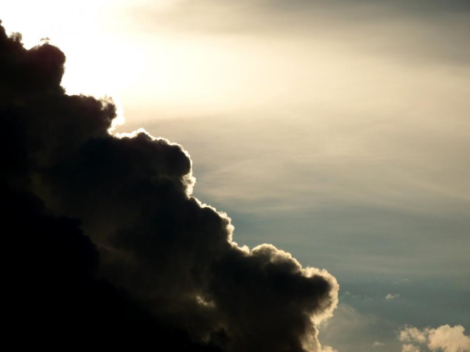 Free Image of Large black storm cloud moves across starting to cover clearer skies  
