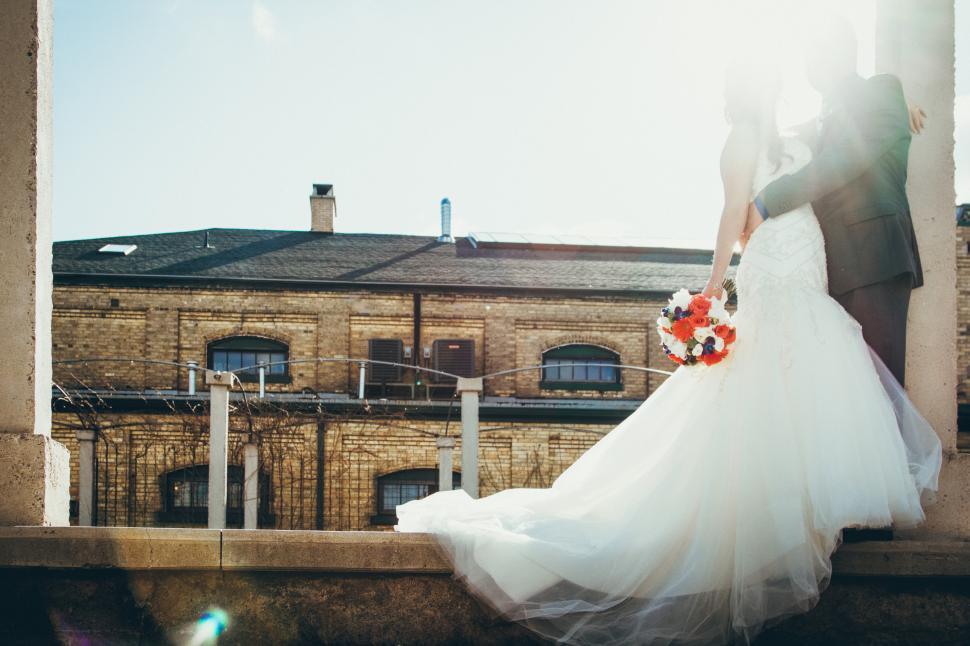 Free Image of Bride and groom together 