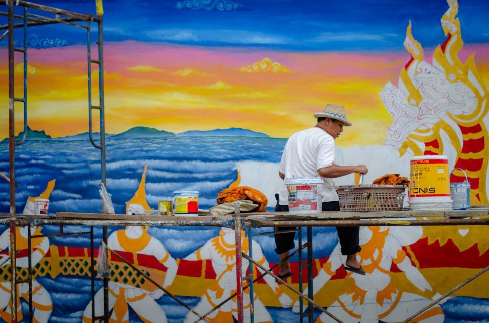 Free Image of Muralist Painting Wall 