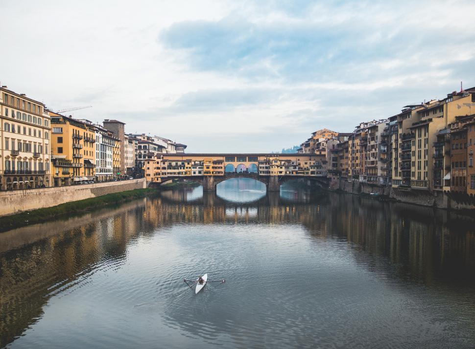Free Image of Ponte Vecchio bridge over the Arno River in Florence, Italy 