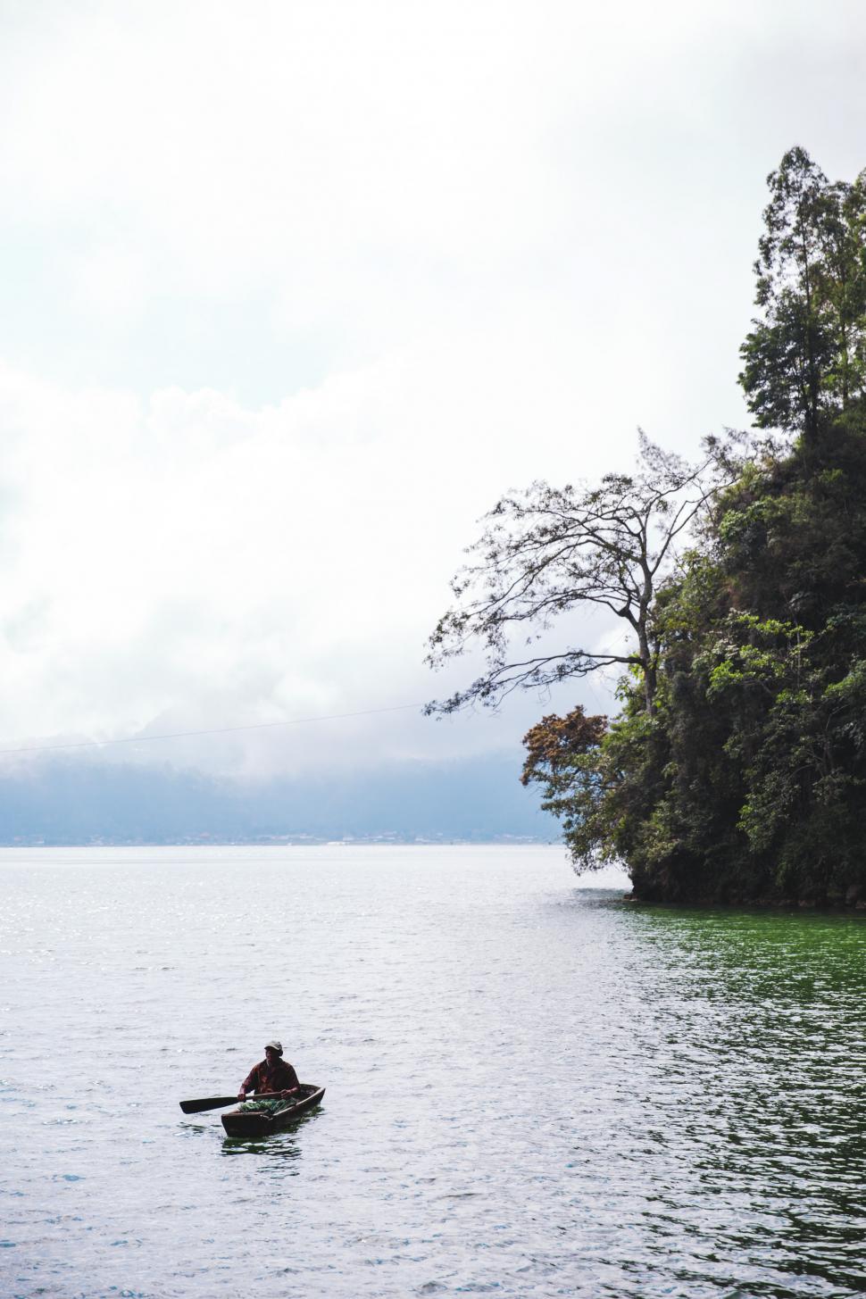 Free Image of A man in a canoe 