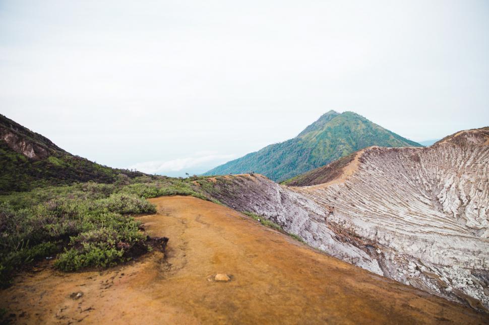 Free Image of Green hills and deserted rock mountains 