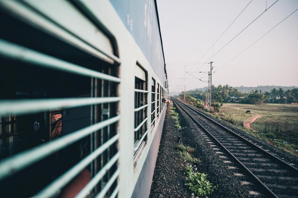 Free Image of Perspective view of an Indian train coach window 