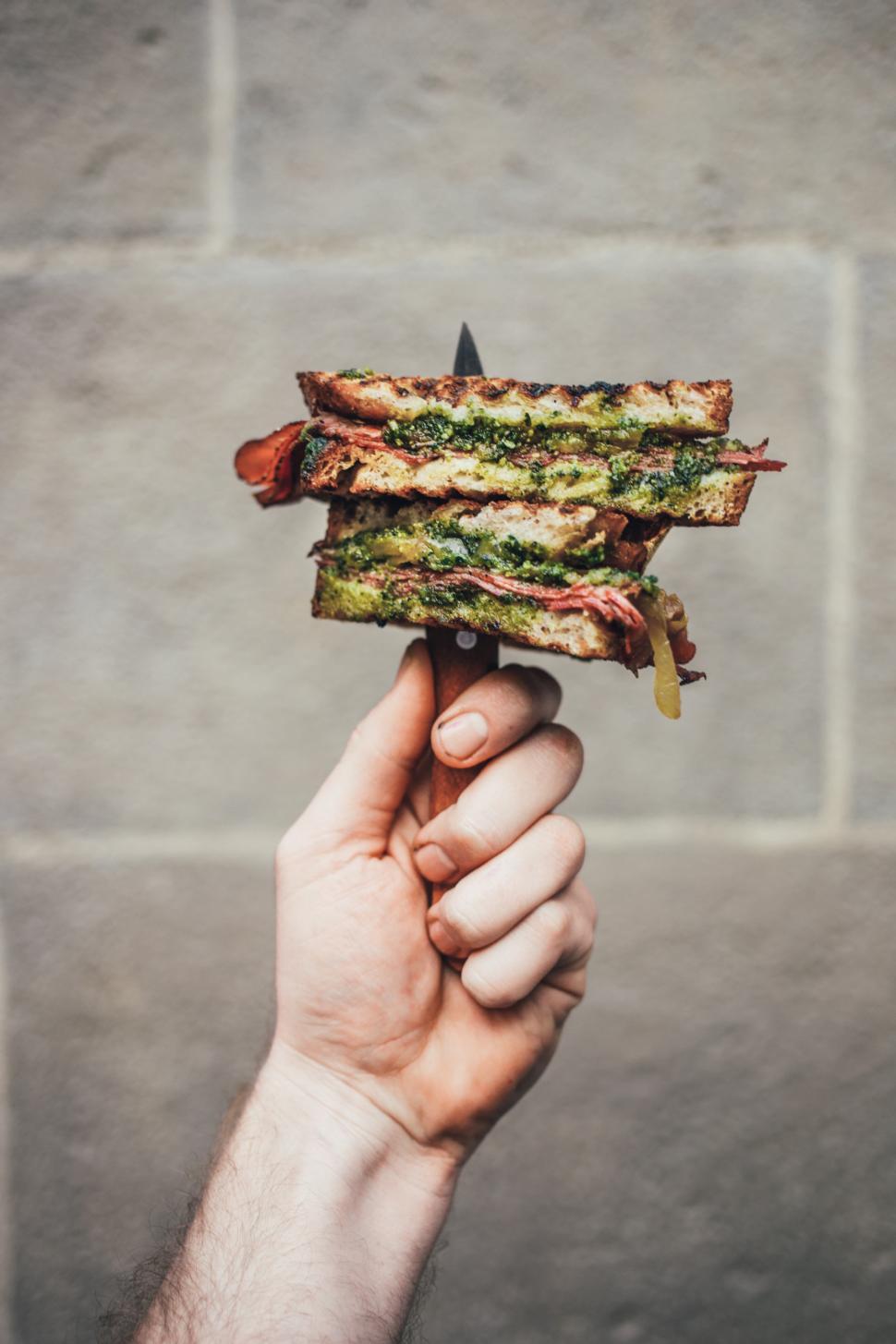 Free Image of Gourmet pesto sandwich 