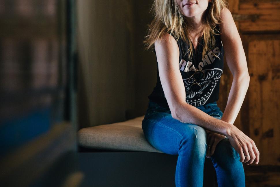 Free Image of A young blonde woman in punk wear 