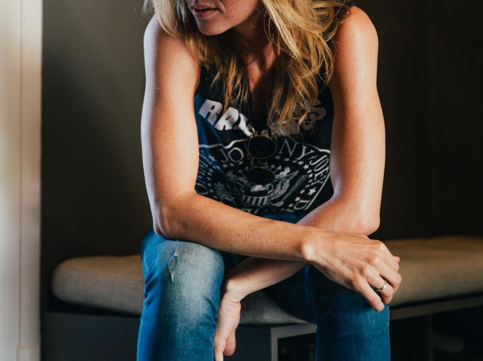 Free Image of A young blonde woman in punk wear 