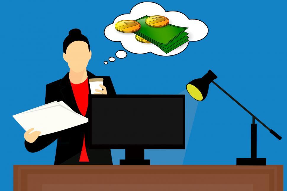 Free Image of business woman thinking about her investments  