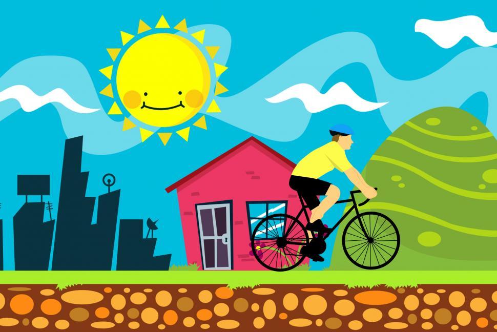 Free Image of riding bicycle in town  