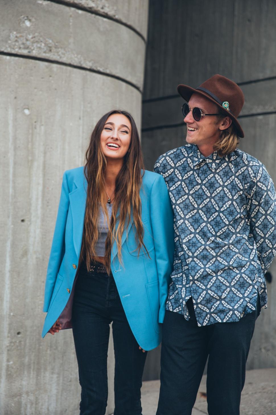 Free Image of A young caucasian couple laughing 