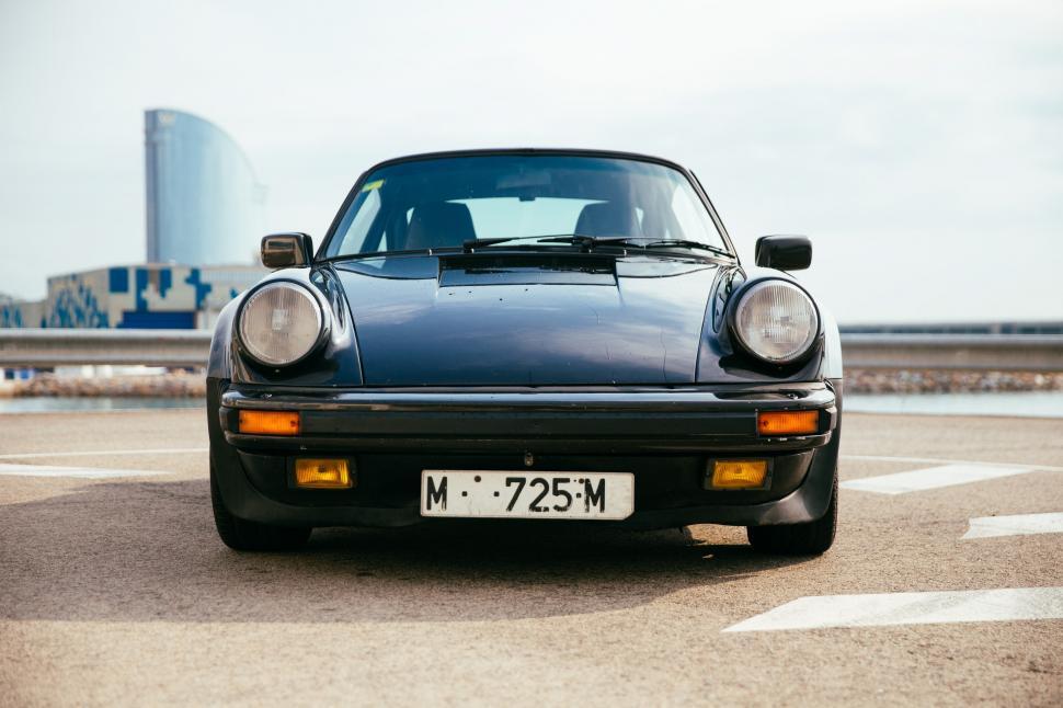 Free Image of Front view of a black sports car 