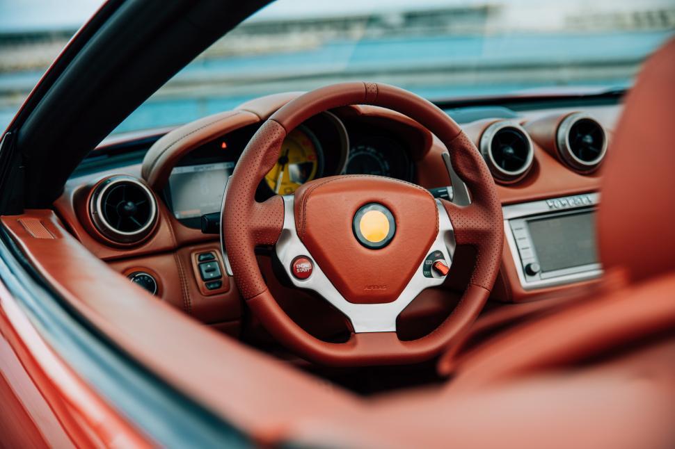 Free Image of Side view of leather interior of a car 