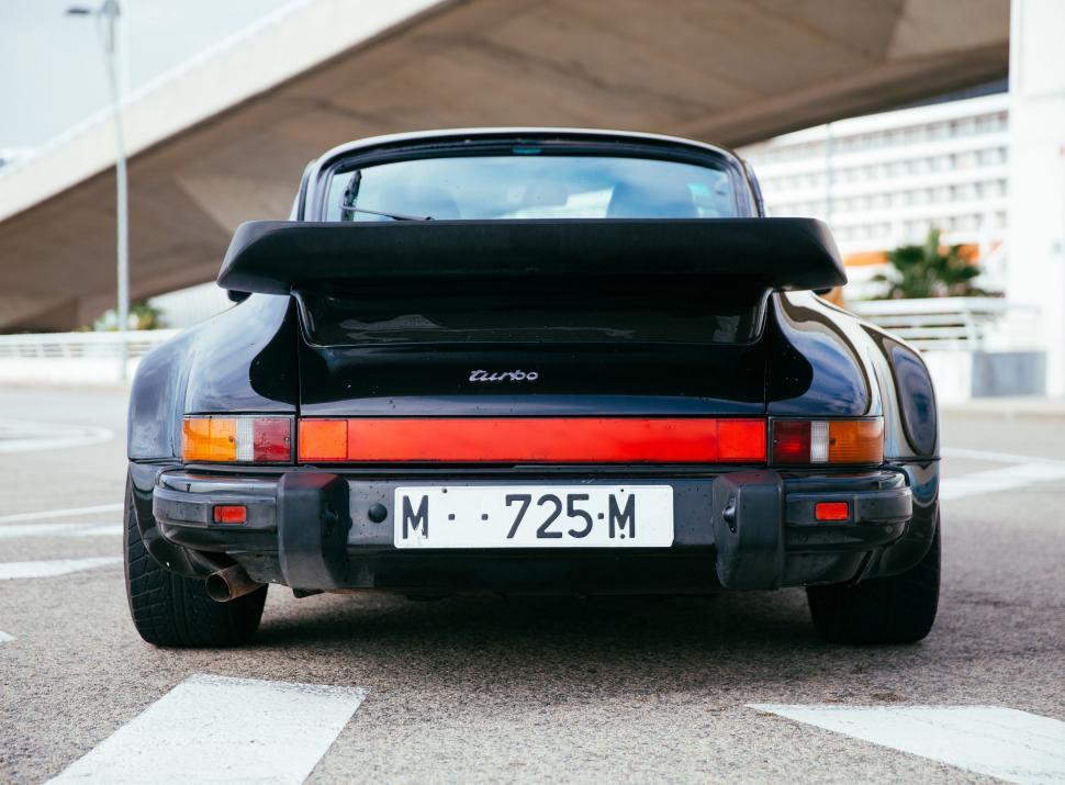 Free Image of Rear view of a black sports car 