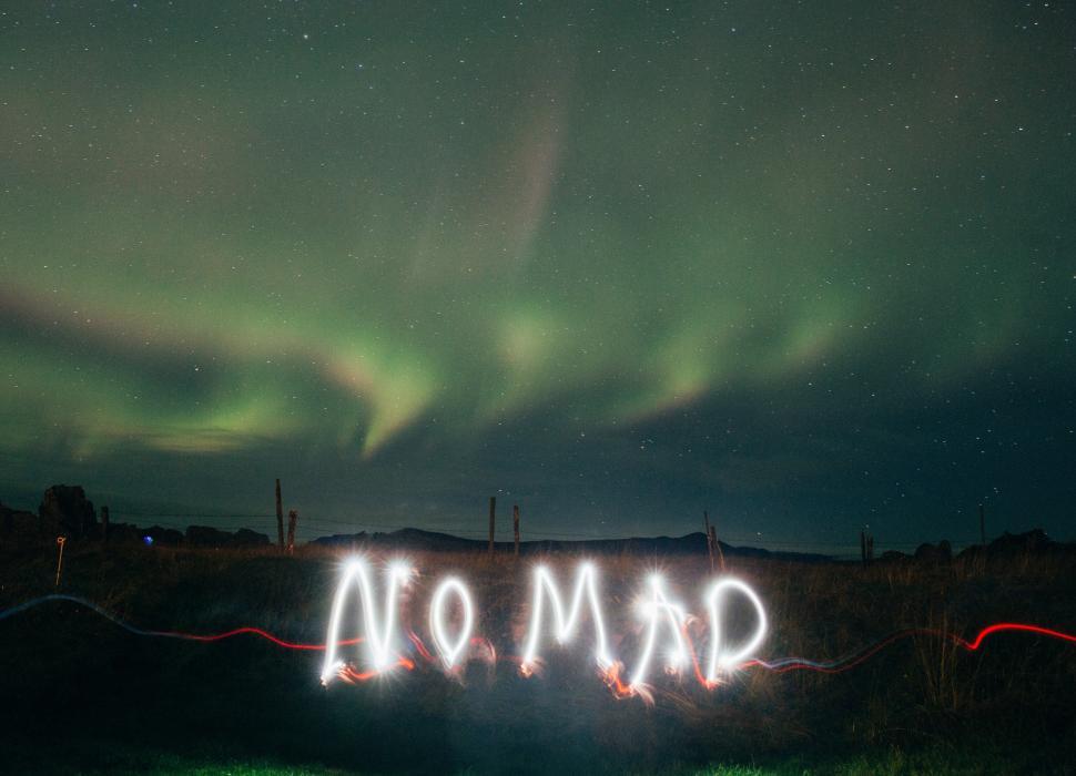 Free Image of Light art under Northern Lights with photography effects 