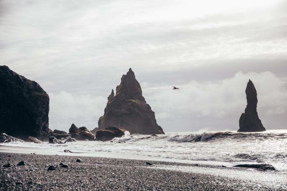 Free Image of Natural rock pillars in the ocean 