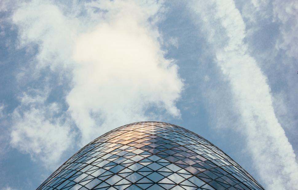 Free Image of View of Gherkin Tower 30 St Mary Axe in London from the ground 