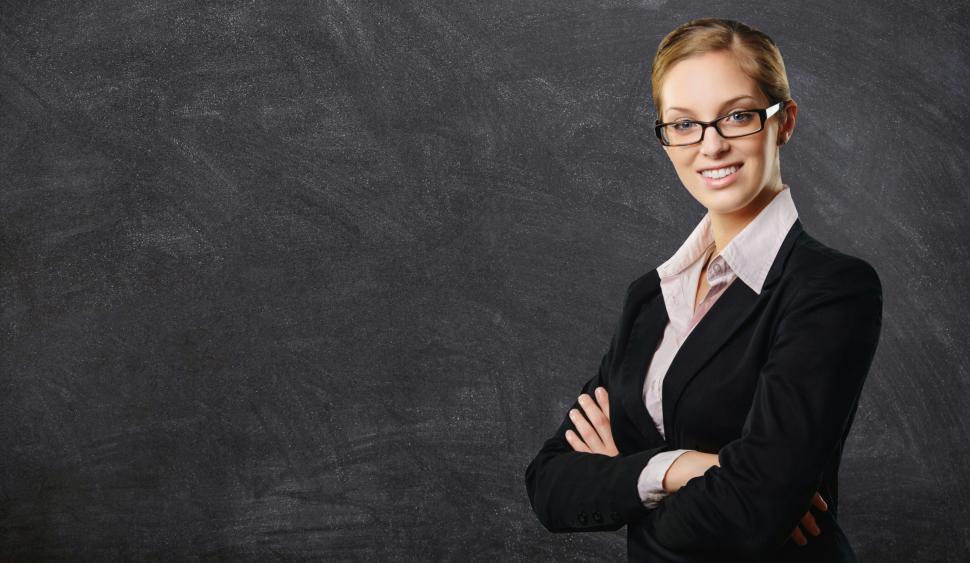 Free Image of woman in front of blackboard  