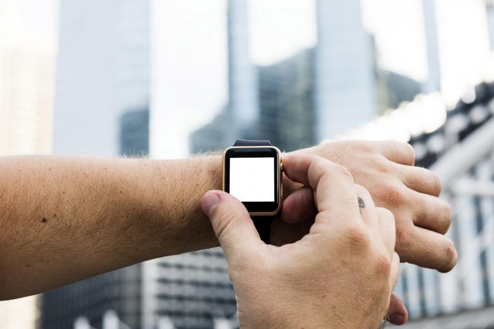 Free Image of Close up of a smart watch on the wrist 