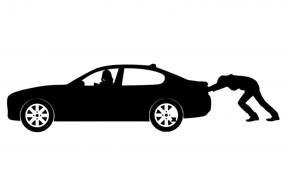 Free Image of pushing car Silhouette  