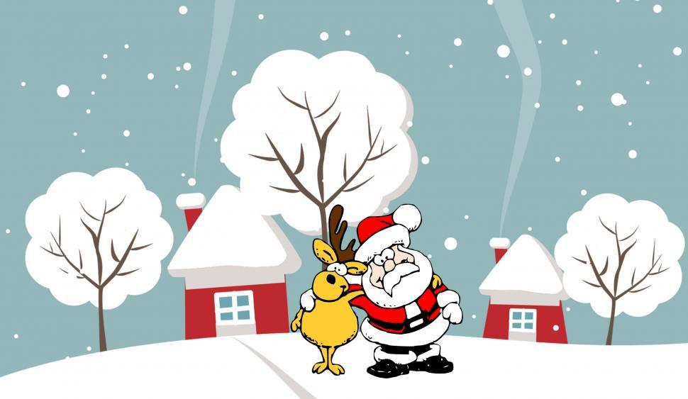 Free Image of santa snowing village  