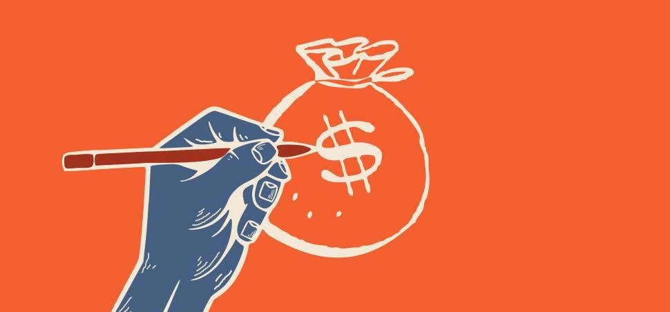 Free Image of Hand Drawing Bag of Money - With Copyspace 