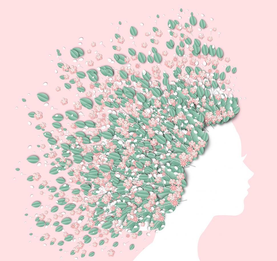 Free Image of Spring Concept with Bouquet - Floral Hair Figure 