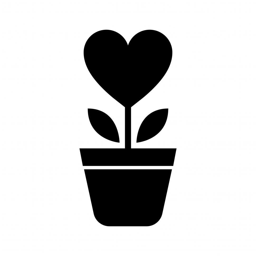 Free Image of Heart flower in a pot vector icon 